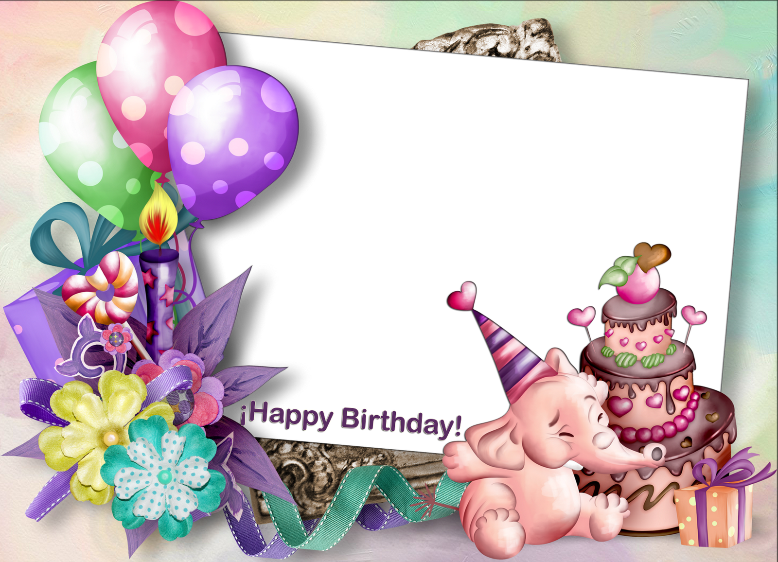 Frames Birthday Greetings Or Invitations Clipart (1600x1156), Png Download