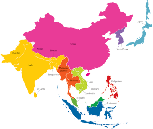 Asia Teejet Offices - South East Asia Map Not Labeled Clipart (500x421), Png Download