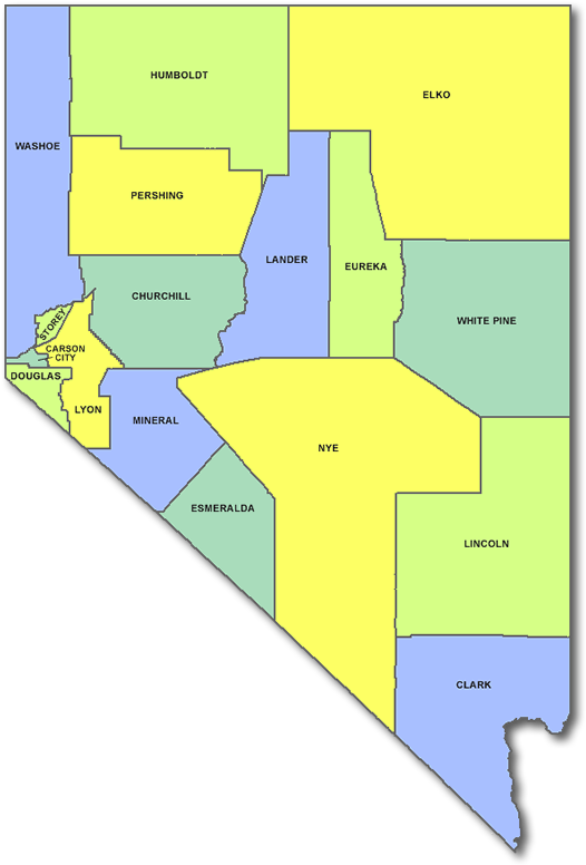 Map Of Counties - Nevada State Map With Counties Clipart (670x800), Png Download