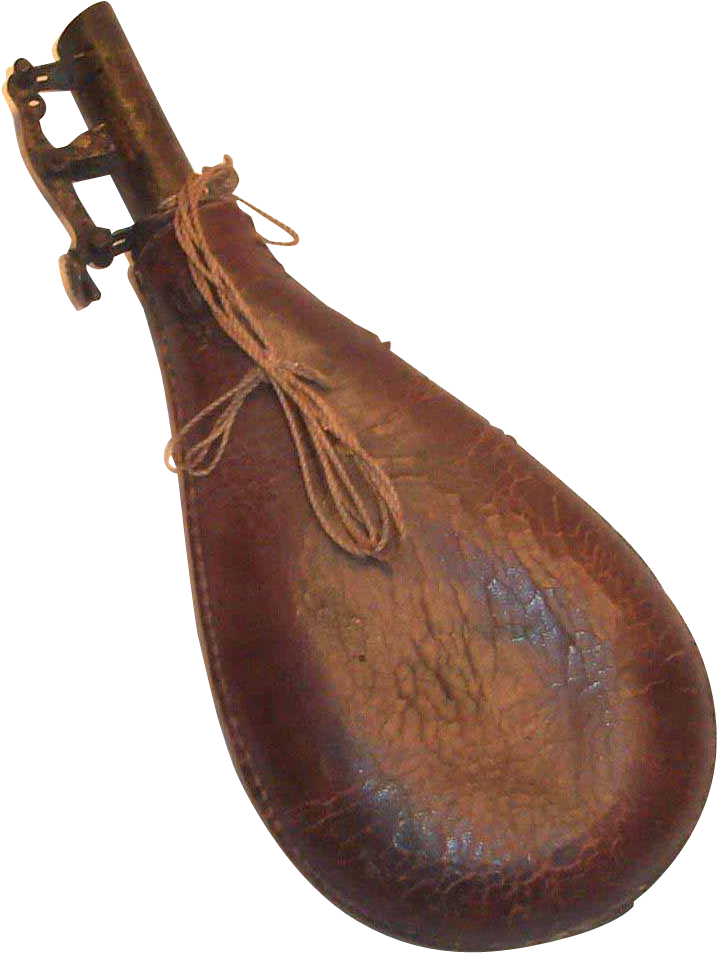 Antique Civil War Era Leather & Brass Gunpowder Flask - Leather Clipart (952x952), Png Download