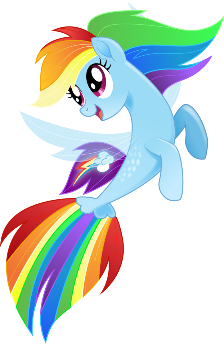 My Little Pony - Rainbow Dash Seapony Clipart (722x1106), Png Download