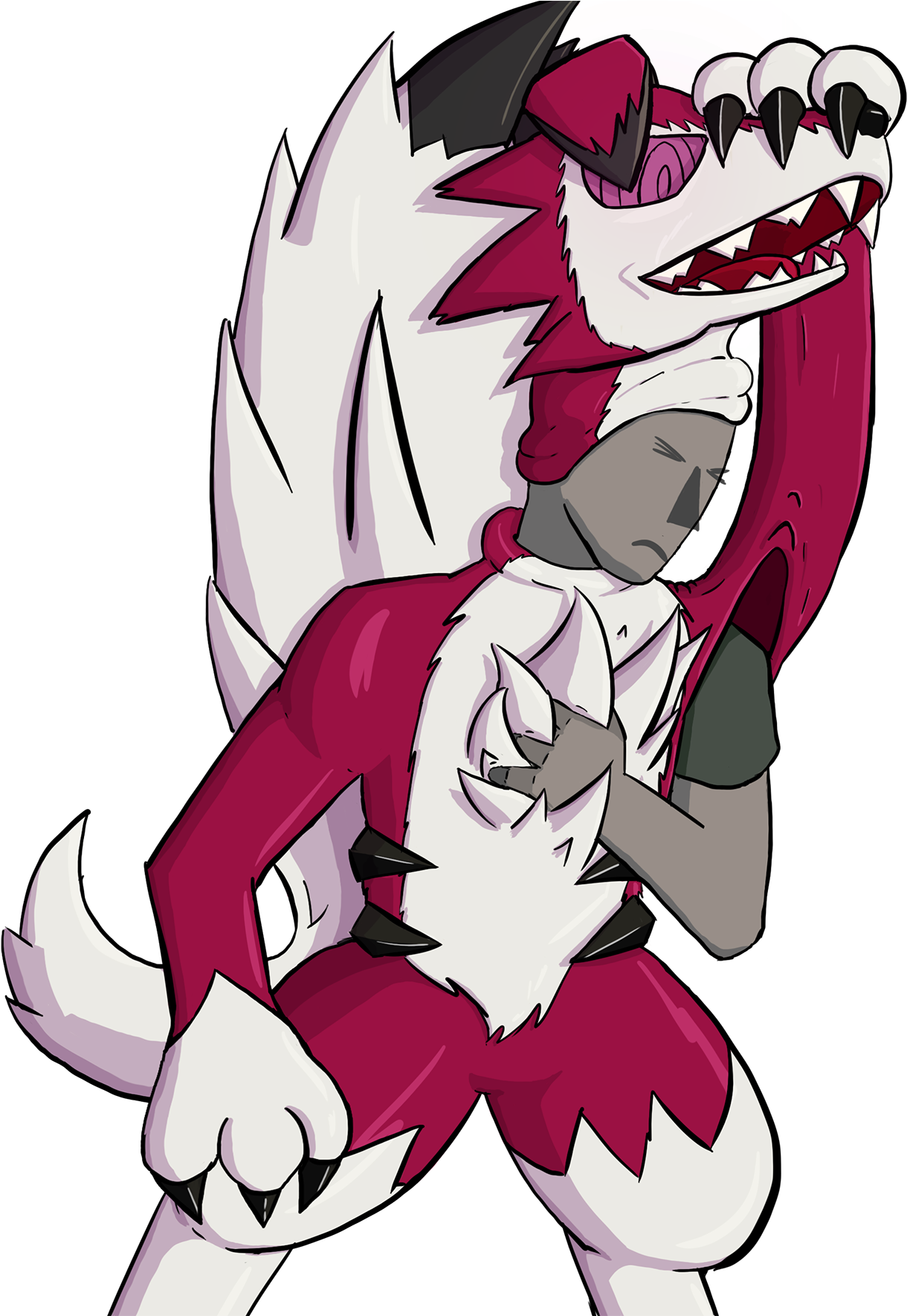 Lycanroc Living Suit - Cartoon Clipart (1520x1769), Png Download