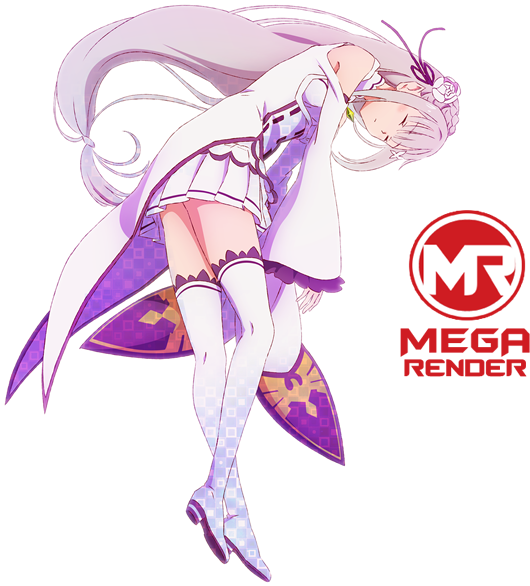 Re Zero Anime Emilia3 Mega Render - Re:zero − Starting Life In Another World Clipart (530x586), Png Download