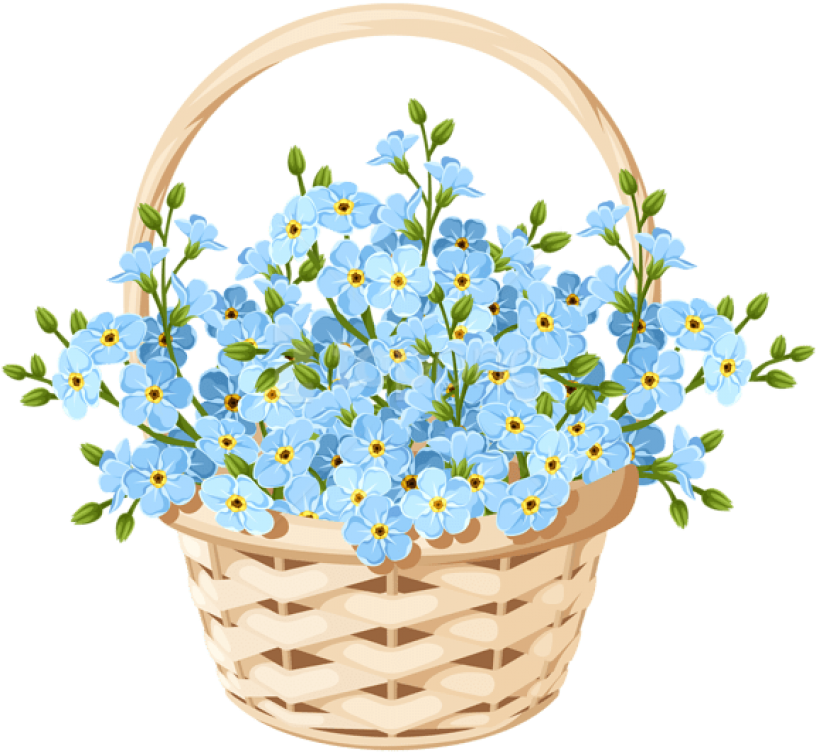Download Flower Basket Transparent Png Images Background - Basket Of Flowers Clipart (850x768), Png Download