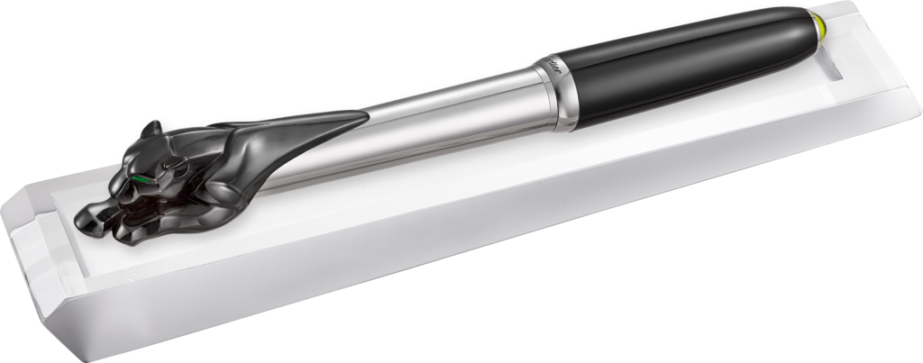 Exceptional Black Panthère Fountain Pen 925 Sterling - Cartier Panthere Pen Clipart (1024x403), Png Download