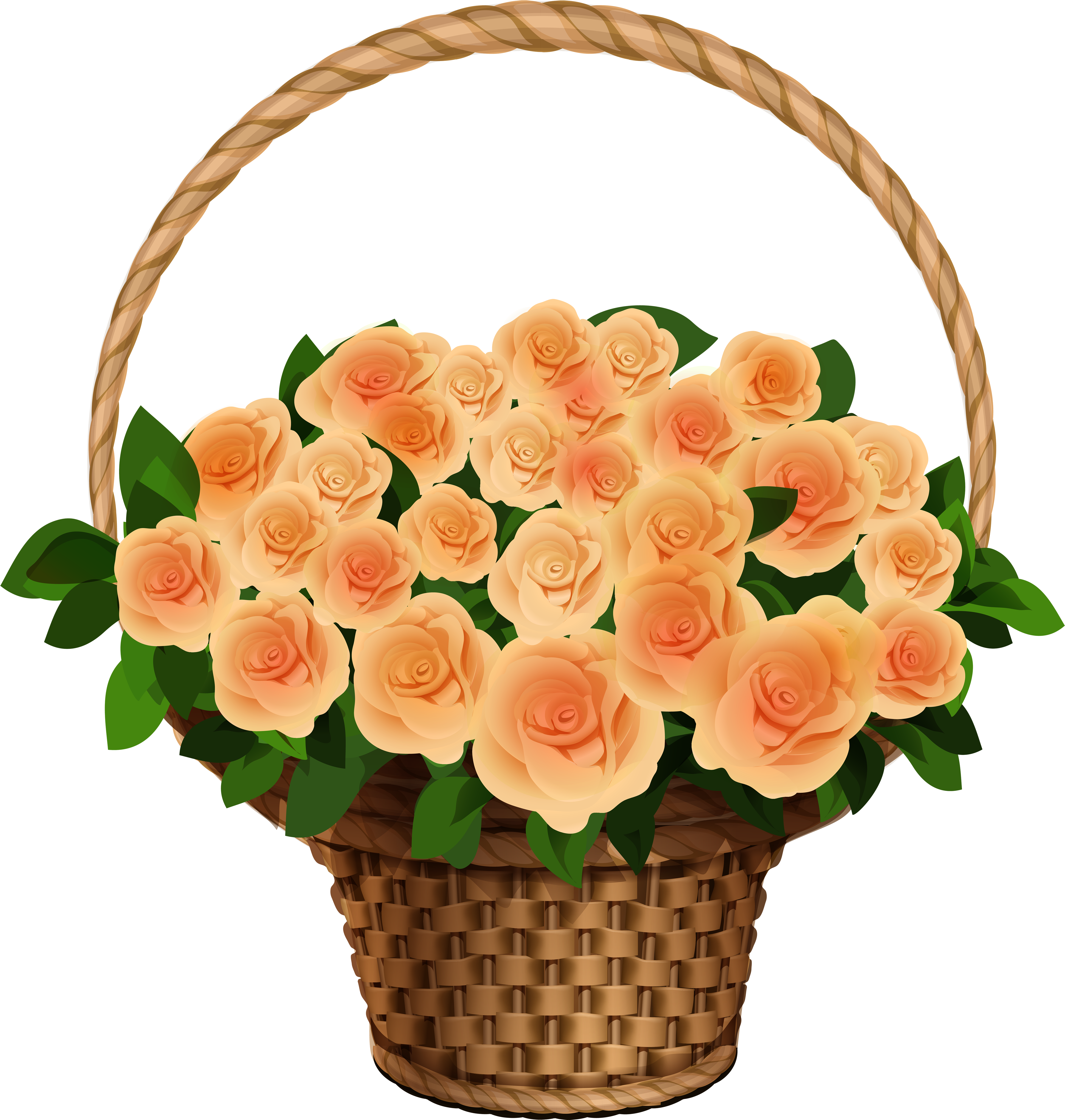 Basket With Yellow Roses Png Clipart Image - Flower Bokeh Png Hd Transparent Png (4756x5000), Png Download