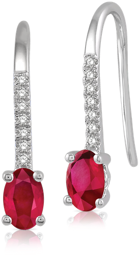 Oval Shape Ruby & Diamond Earrings - Earrings Clipart (600x600), Png Download