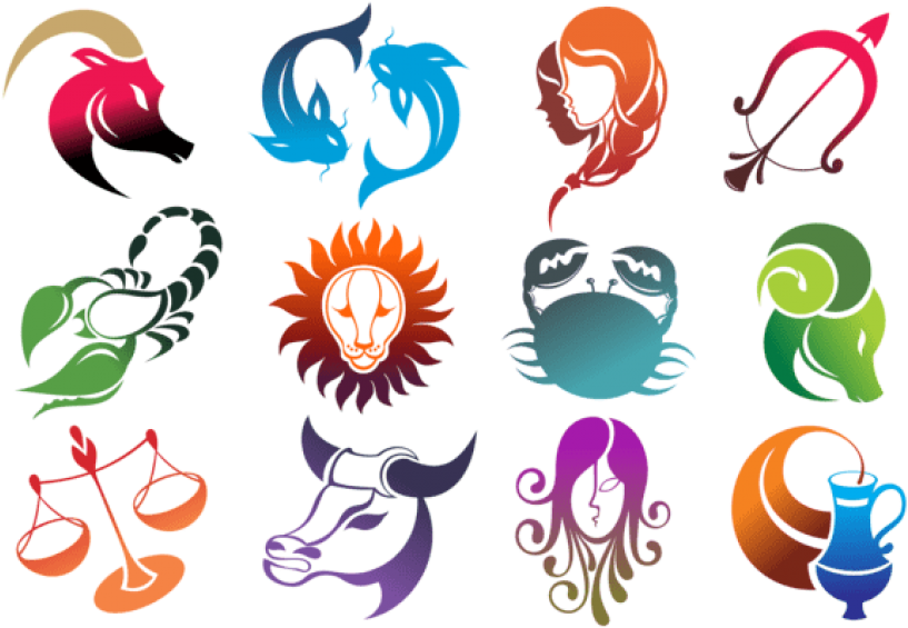 Free Png Colourful Zodiac Signs Set Large Png Images - Star Sign Clipart Transparent Png (817x565), Png Download