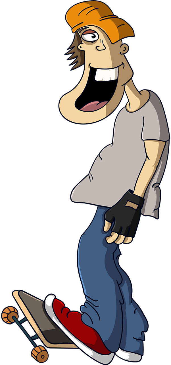 Skater Baseball Cap Skate - Cartoon Clipart (640x1280), Png Download