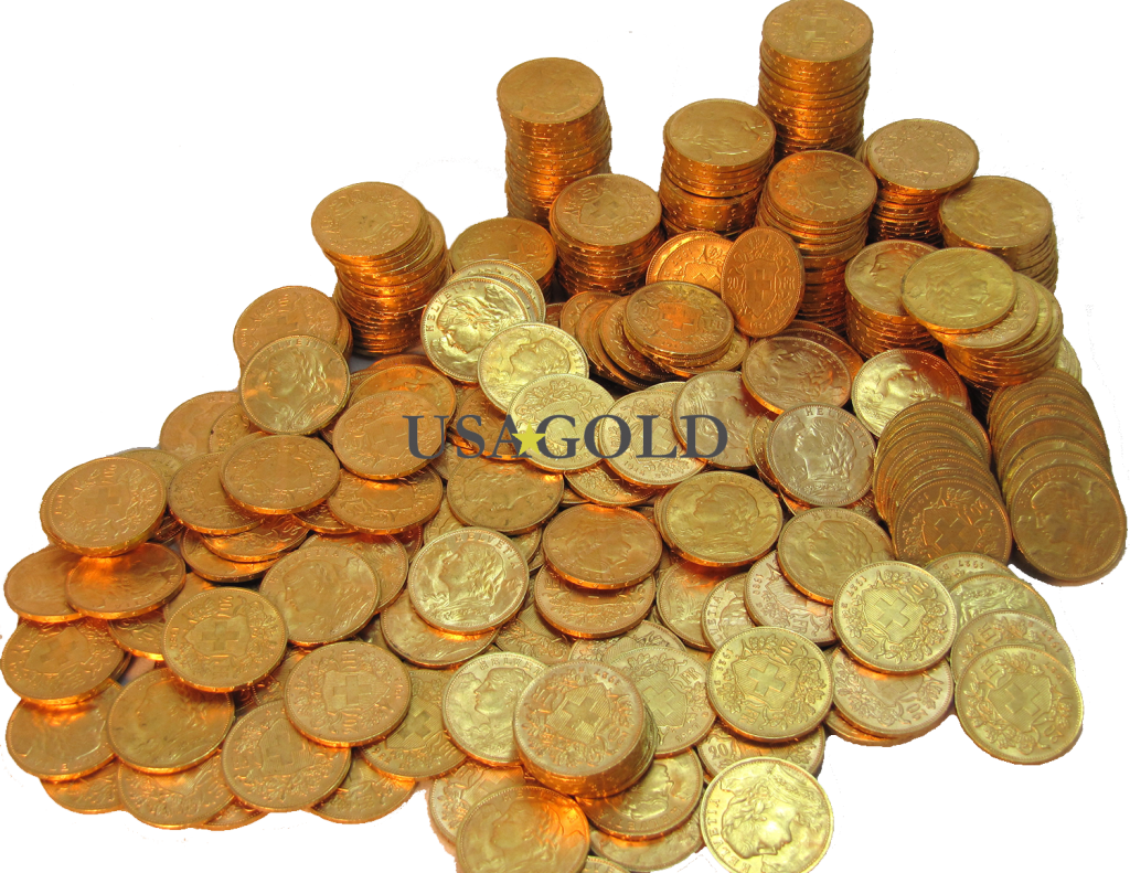 Swiss 20 Franc Helvetia - Piles Of Gold Transparent Clipart (1024x791), Png Download