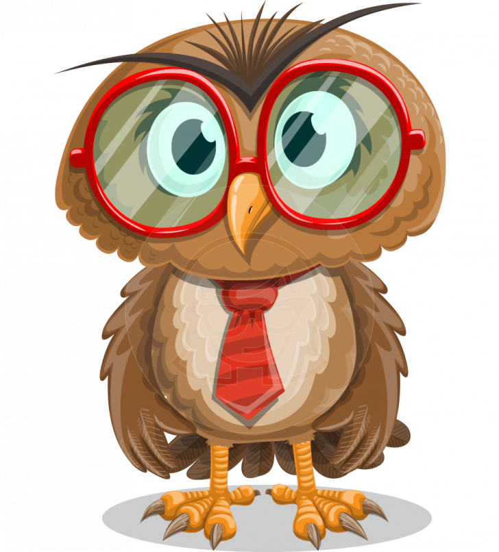 Coloring Pages ~ Owl With Tie Cartoon Vector Character - Owl Cartoon Glasses Clipart (728x806), Png Download
