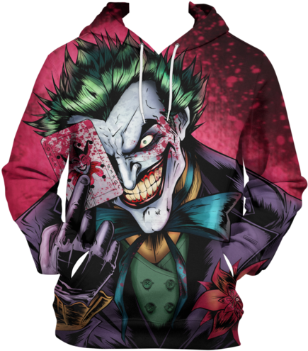Joker Comic Pullover Hoodie - Joker Comic Face Clipart - Large Size Png ...