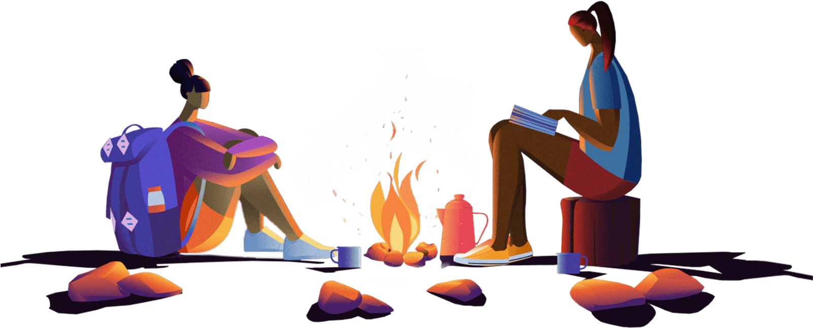 Two Girls Around A Campfire - Epicurrence Clipart (1601x647), Png Download