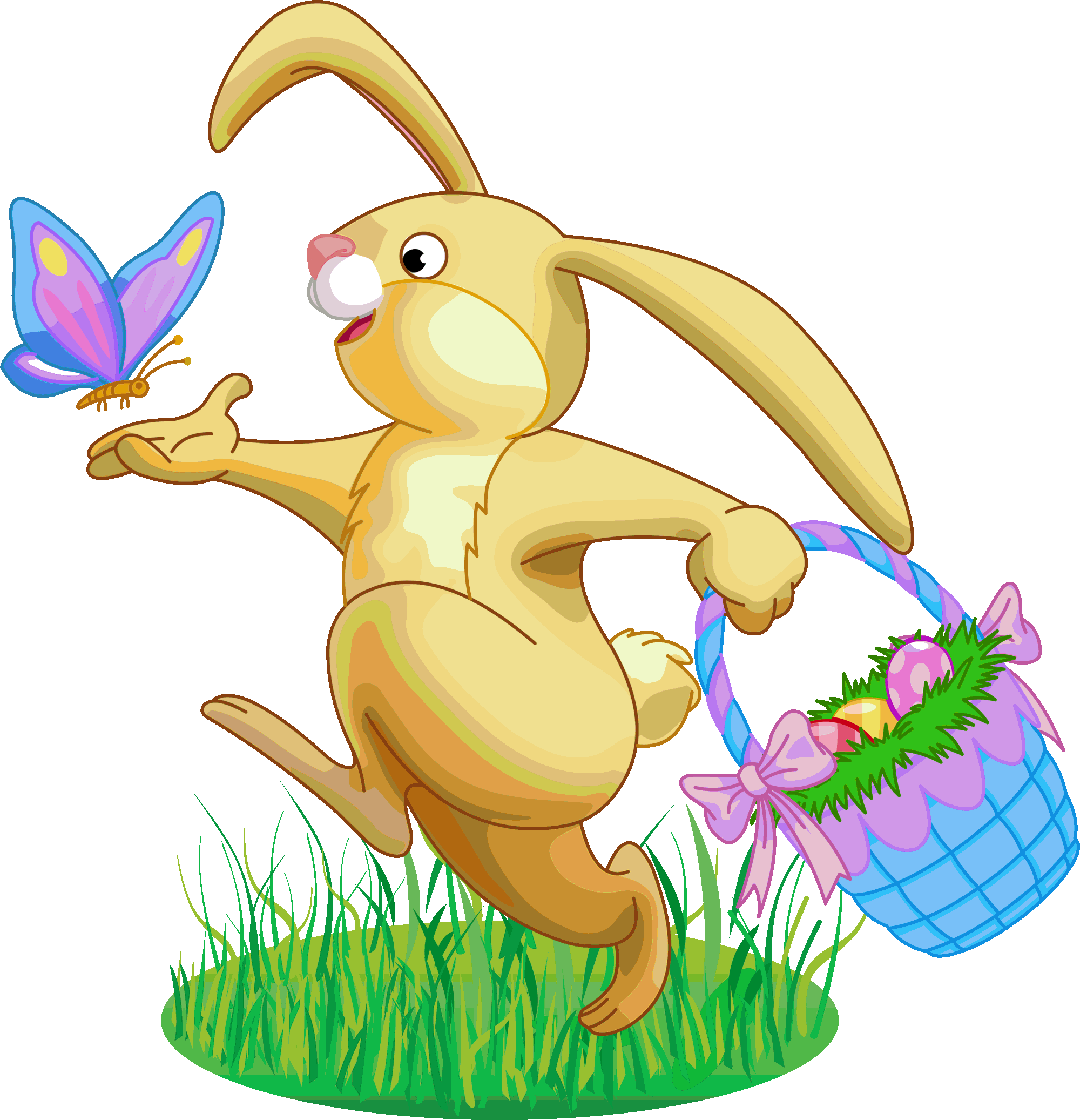 Easter Rabbit Png Clipart - Easter Bunny With Basket Transparent Png (2000x2073), Png Download