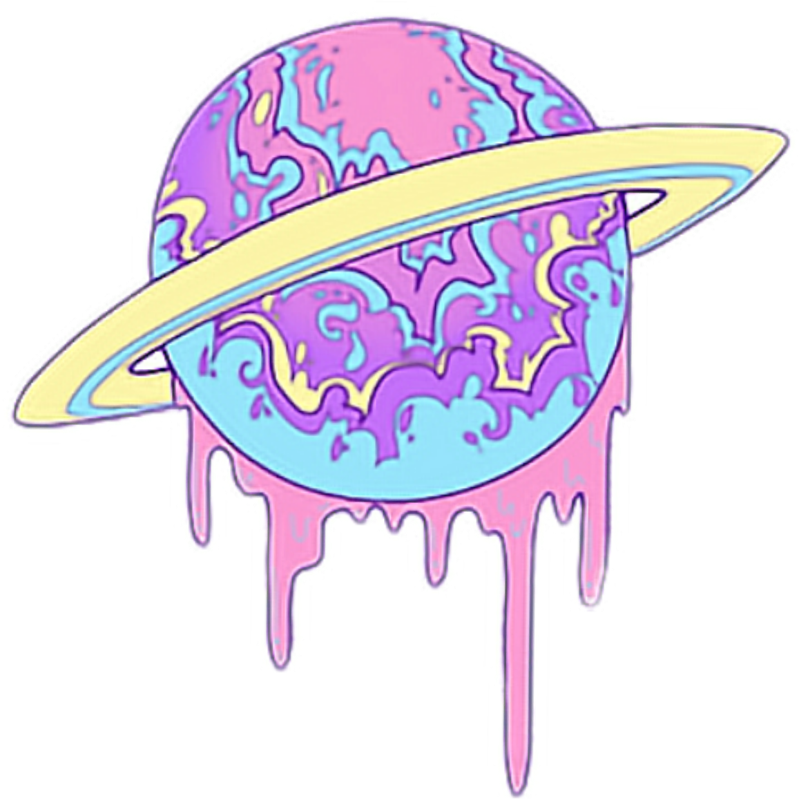 Saturn Planet Purple Wallpaper Watercolor Pastel Tumblr Clipart (1157x1165), Png Download