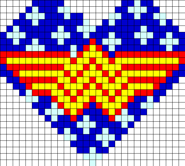 Wonder Woman Star Heart Perler Bead Pattern / Bead - Wonder Woman Perler Beads Pattern Clipart (609x546), Png Download