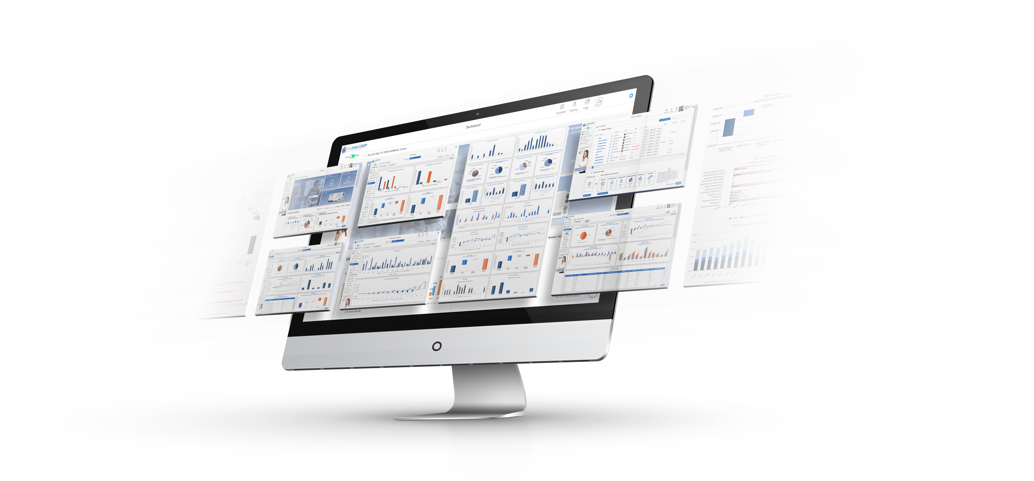 Pe Analyzer 4 Screen Imac - Computer Monitor Clipart (3551x1654), Png Download