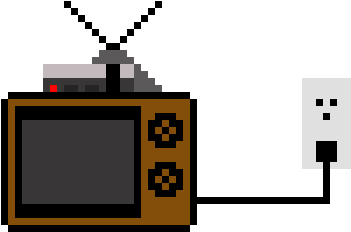 Old Tv W/ Nes Pluggued In Tha Wall - Android Logo Pixel Clipart (770x460), Png Download