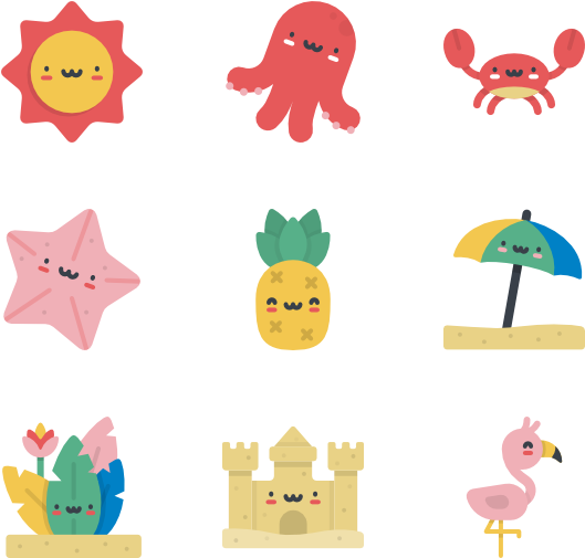 Kawaii Summer Characters - Summer Kawaii Png Clipart (600x564), Png Download