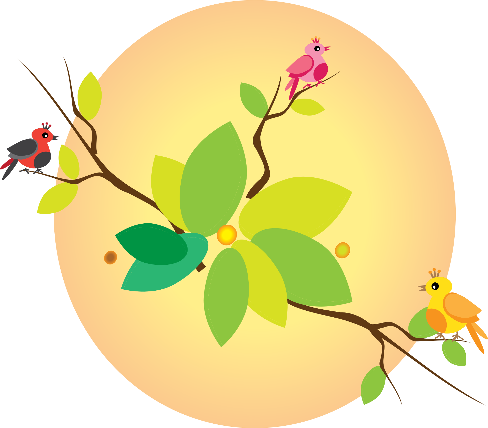 This Free Icons Png Design Of Rainbow Birds On Branch Clipart (1902x1667), Png Download