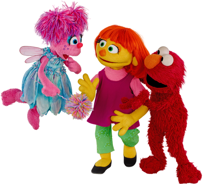 The Puppet In The Middle Of The Photo, "julia\ - Julia Sesame Street Puppet Clipart (768x684), Png Download
