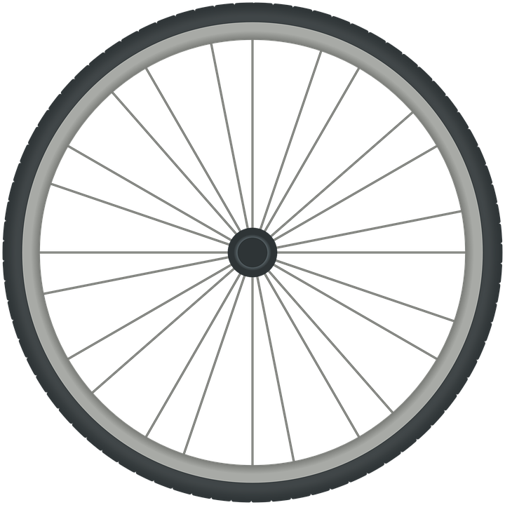 Bicycle Wheel Bike Cycle Tyre Rim Spokes - Simple Bike Wheel Clipart (720x720), Png Download