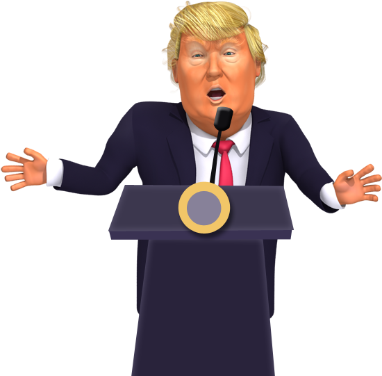 Giving A Press Conference Donald Trump 3d Caricature - Public Speaking Clipart (600x600), Png Download