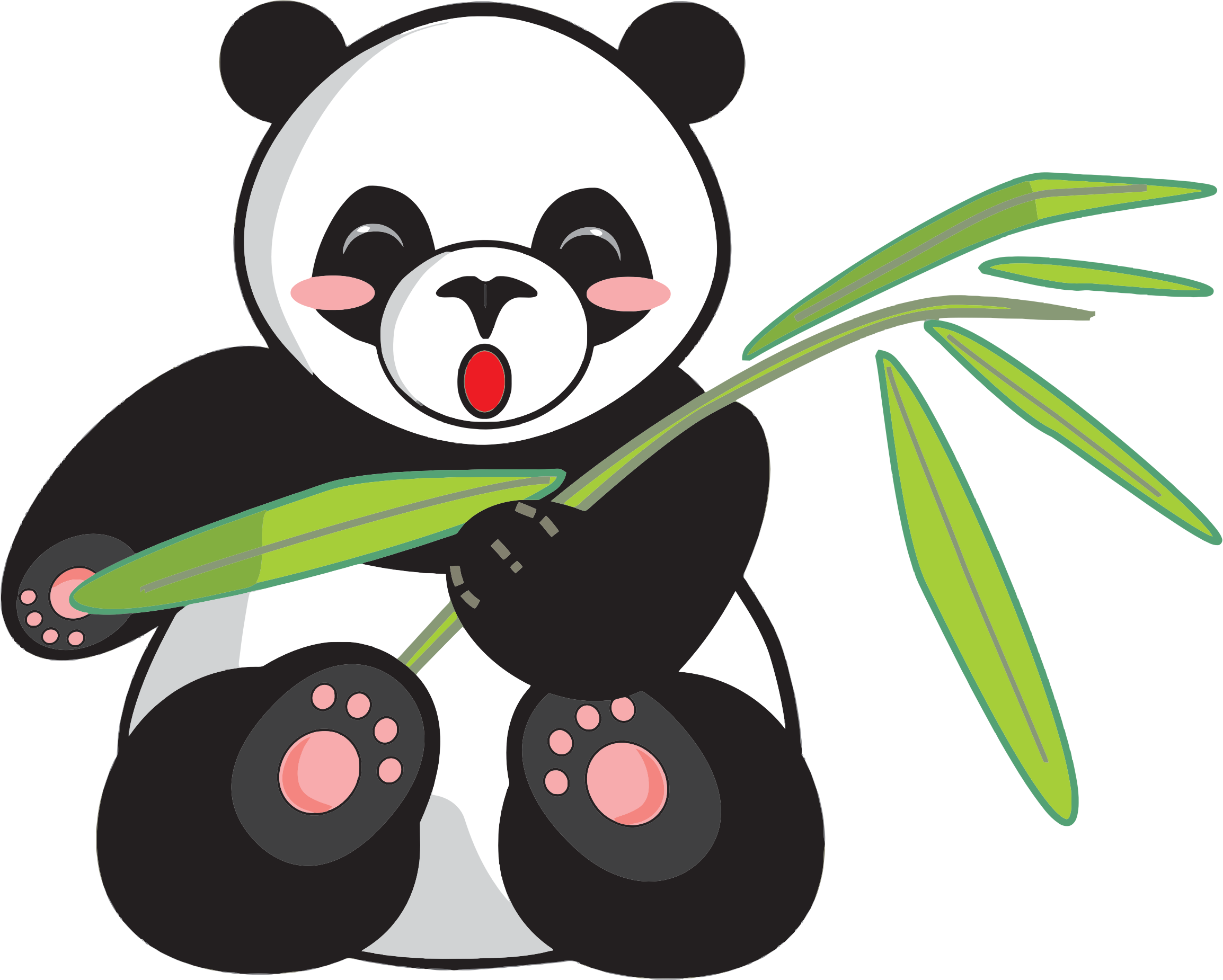 This Free Icons Png Design Of Cartoon Panda And Bamboo Clipart (2308x1850), Png Download