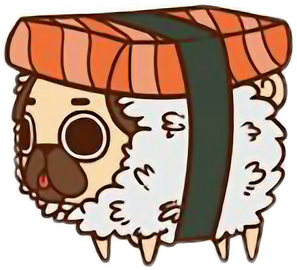 Cute Kawaii Pug Chibi Food Sushi Freetoedit - Puglie Sushi Clipart (584x532), Png Download