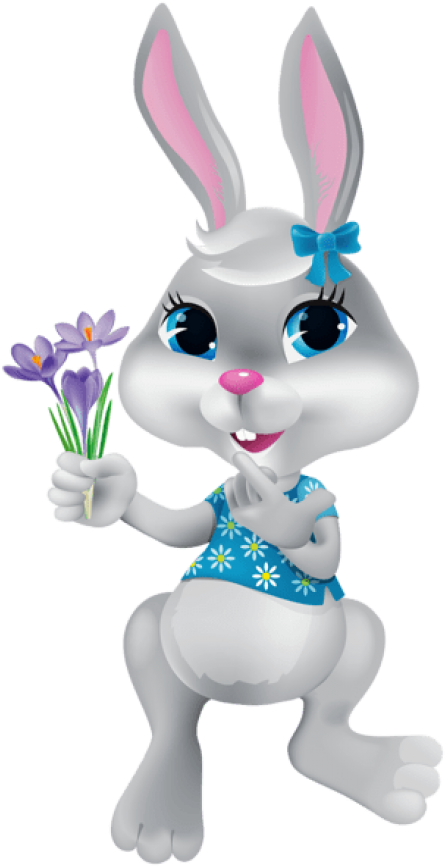 Download Easter Bunny With Crocusespicture Png Images - Happy Easter Crafts Clipart Transparent Png (480x881), Png Download