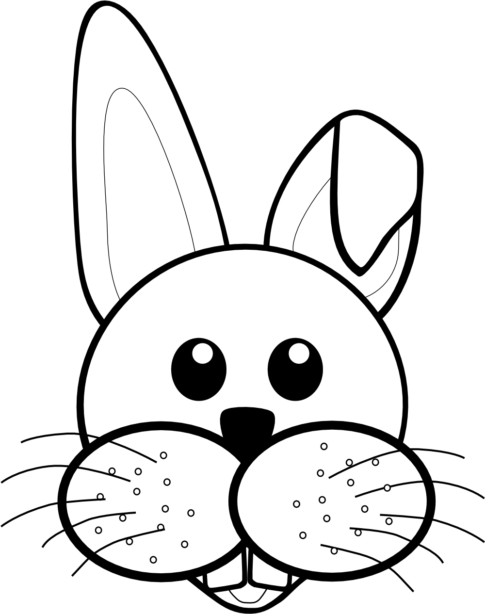 Easter Bunny Clipart Face - Animal Face Clipart Black And White - Png Download (999x1397), Png Download