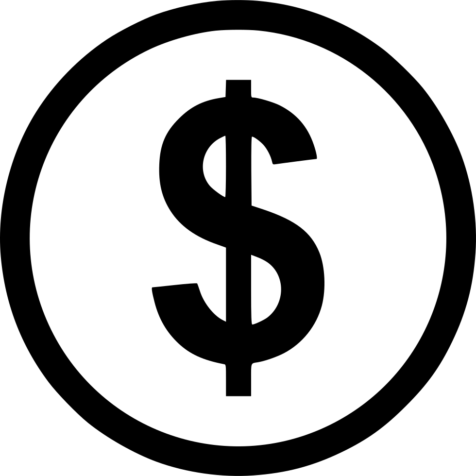 Coin Dollar Money Sign Buy Now Circle Comments - Facebook Icon Png Black Clipart (980x980), Png Download