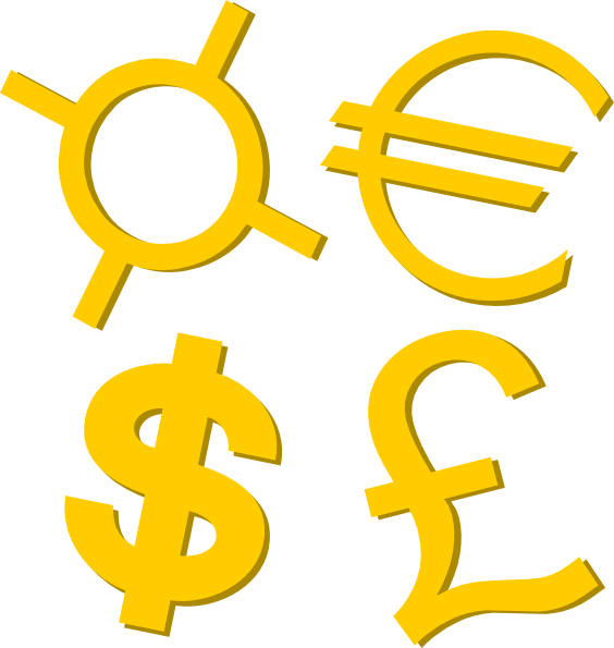 Gold Currency Symbols Clip Art At Clker - Currency Symbols - Png Download (564x595), Png Download