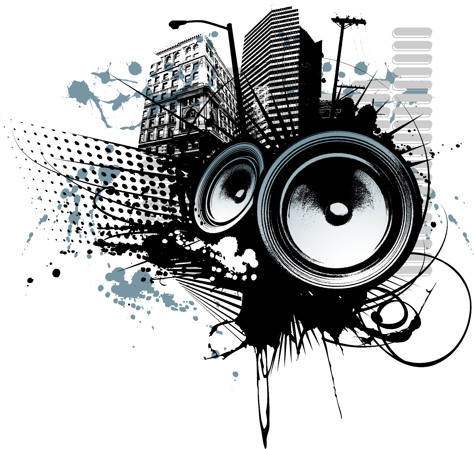 Music Speakers Png - Trash Polka Music Tattoo Design Clipart (1618x1532), Png Download