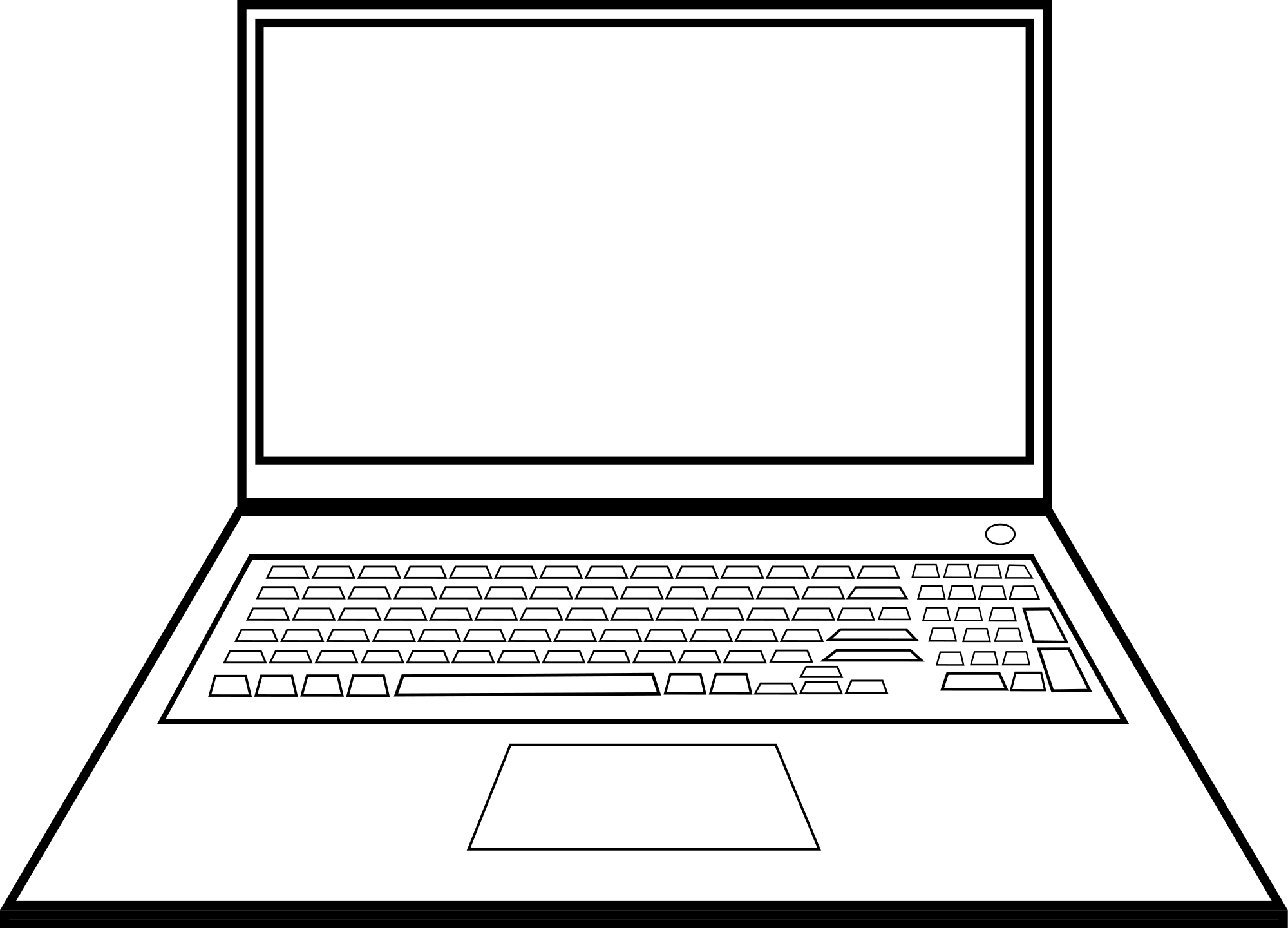 Laptop Png Black And White - Netbook Clipart (2000x1441), Png Download