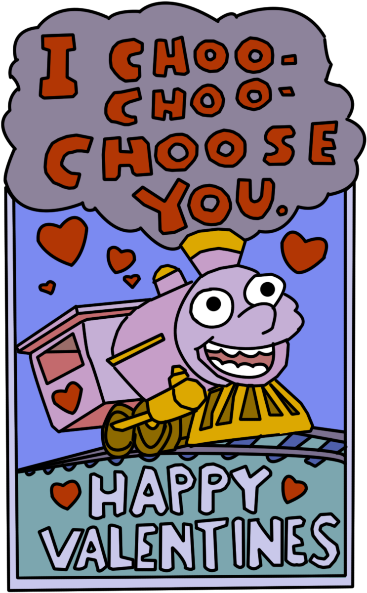 Simpson Valentine Day Characters Coloring Pages With - Simpsons Choo Choo Choose You Card Clipart (800x1224), Png Download