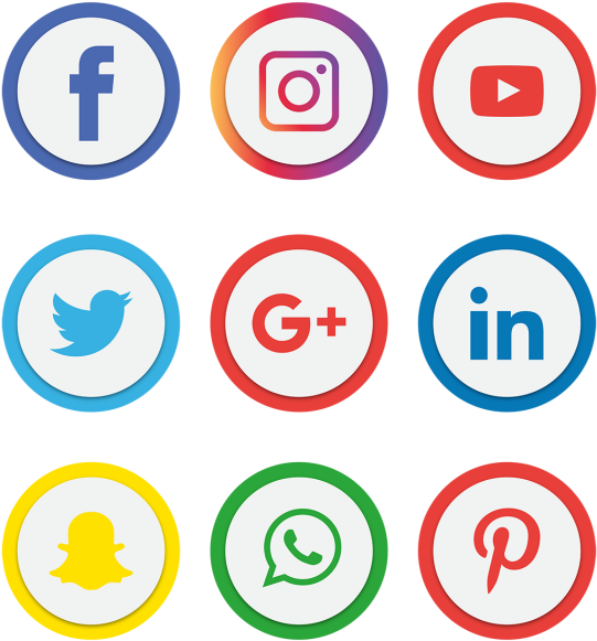 Social Media Icons Set - Transparent Social Media Icon Png Clipart (541x581), Png Download