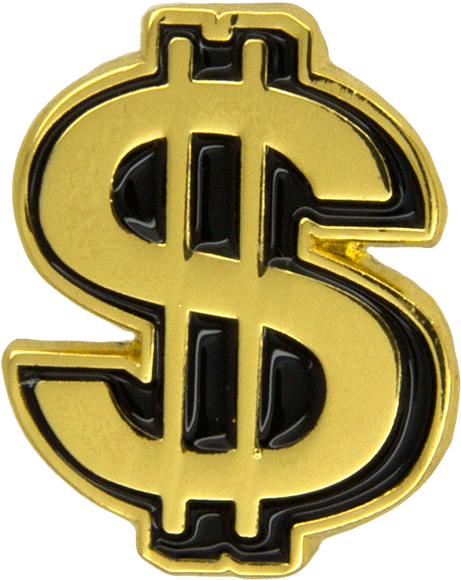 Dollar Pin Gold Godertme - Dollar Sign Drawing Clipart (600x600), Png Download