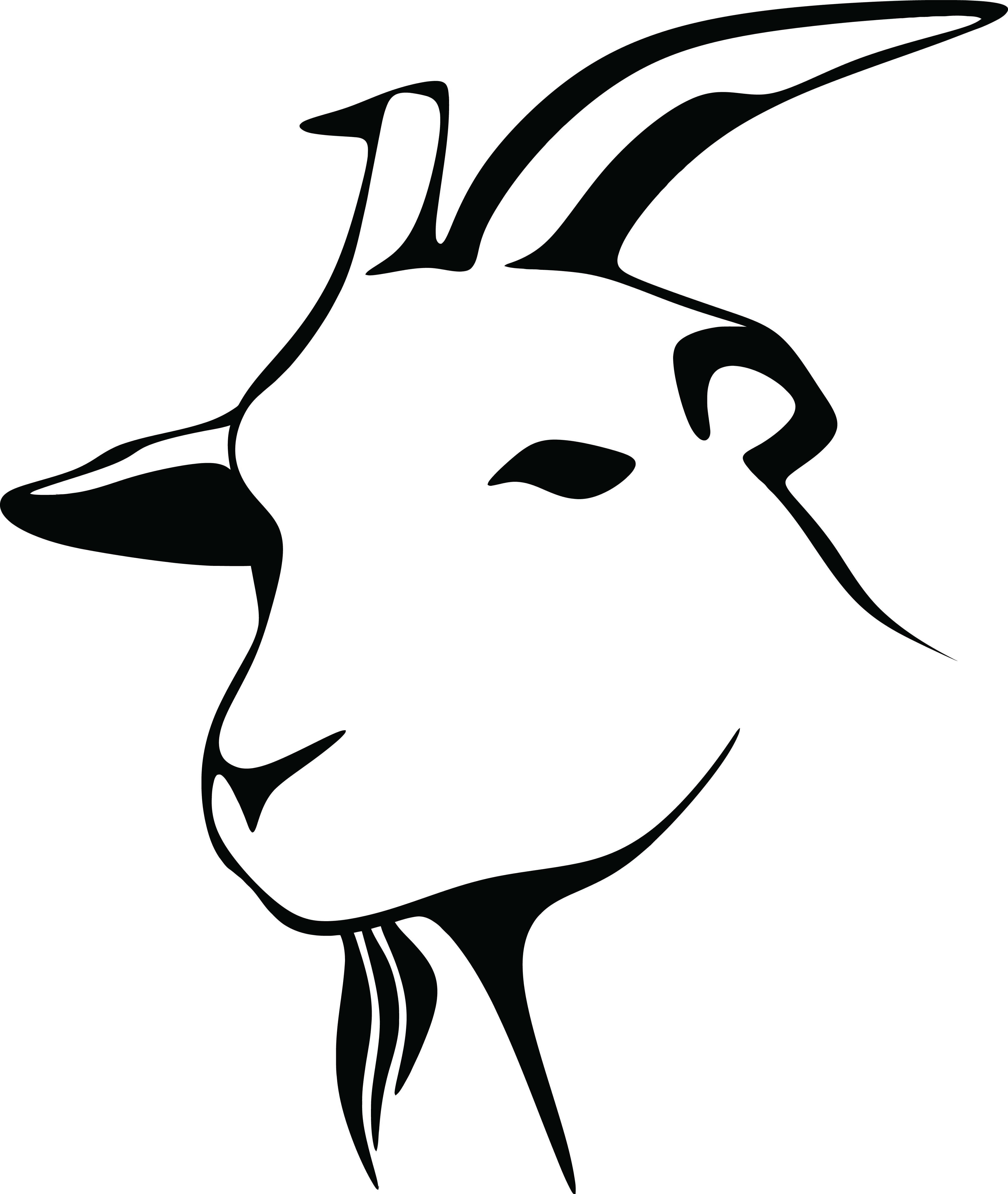 Free Clipart Of A Black And White Goat Head - Goat Head Clipart Black And White - Png Download (4000x4739), Png Download