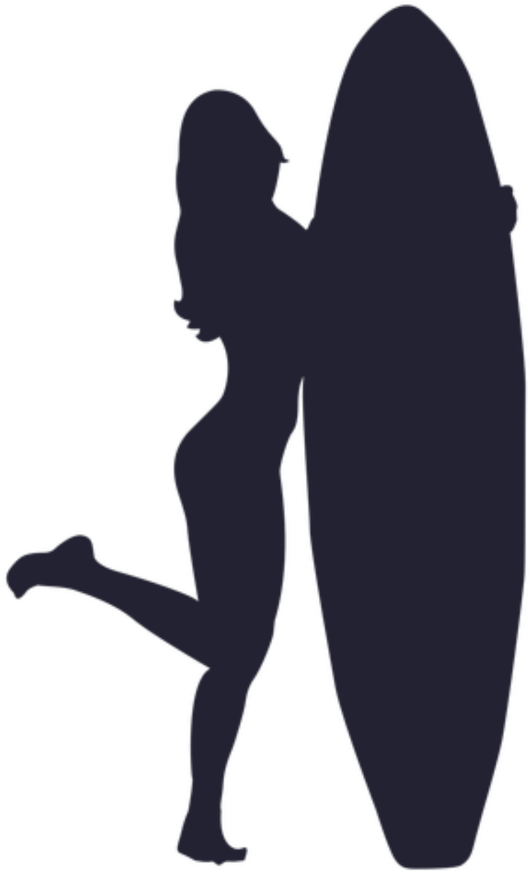 #surfer #woman #silhouette - Surfer Girl Png Free Clipart (1024x1024), Png Download