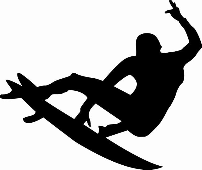Surfing Silhouette Png Image - Surfer Vector Free Download Clipart (650x549), Png Download