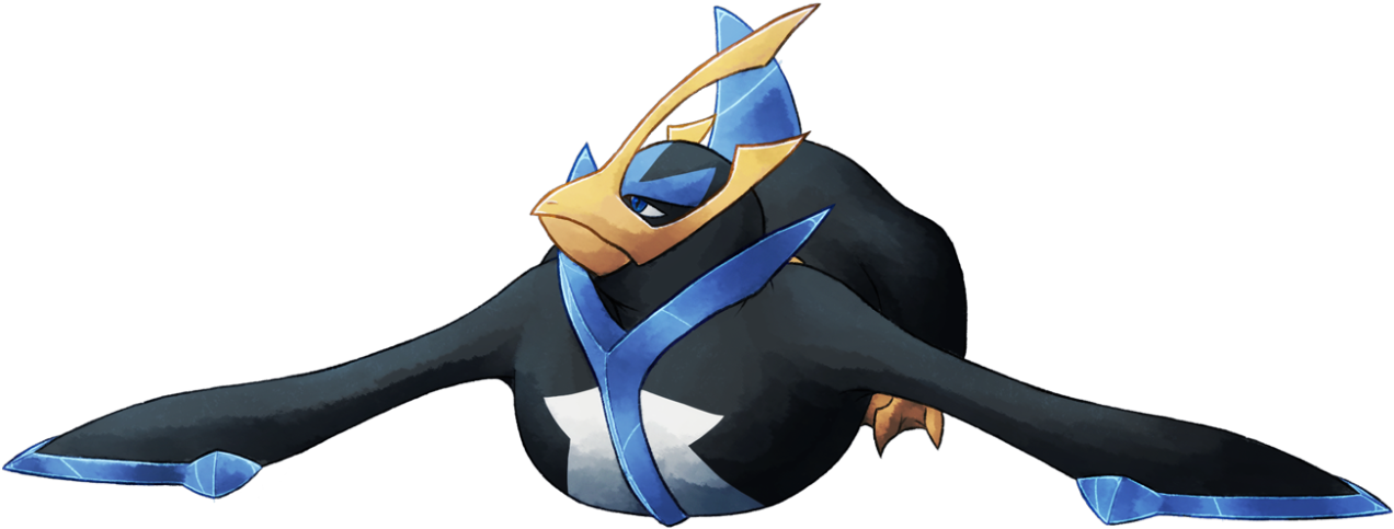 #395 Empoleon [ Water / Steel ] - Cartoon Clipart (1272x483), Png Download