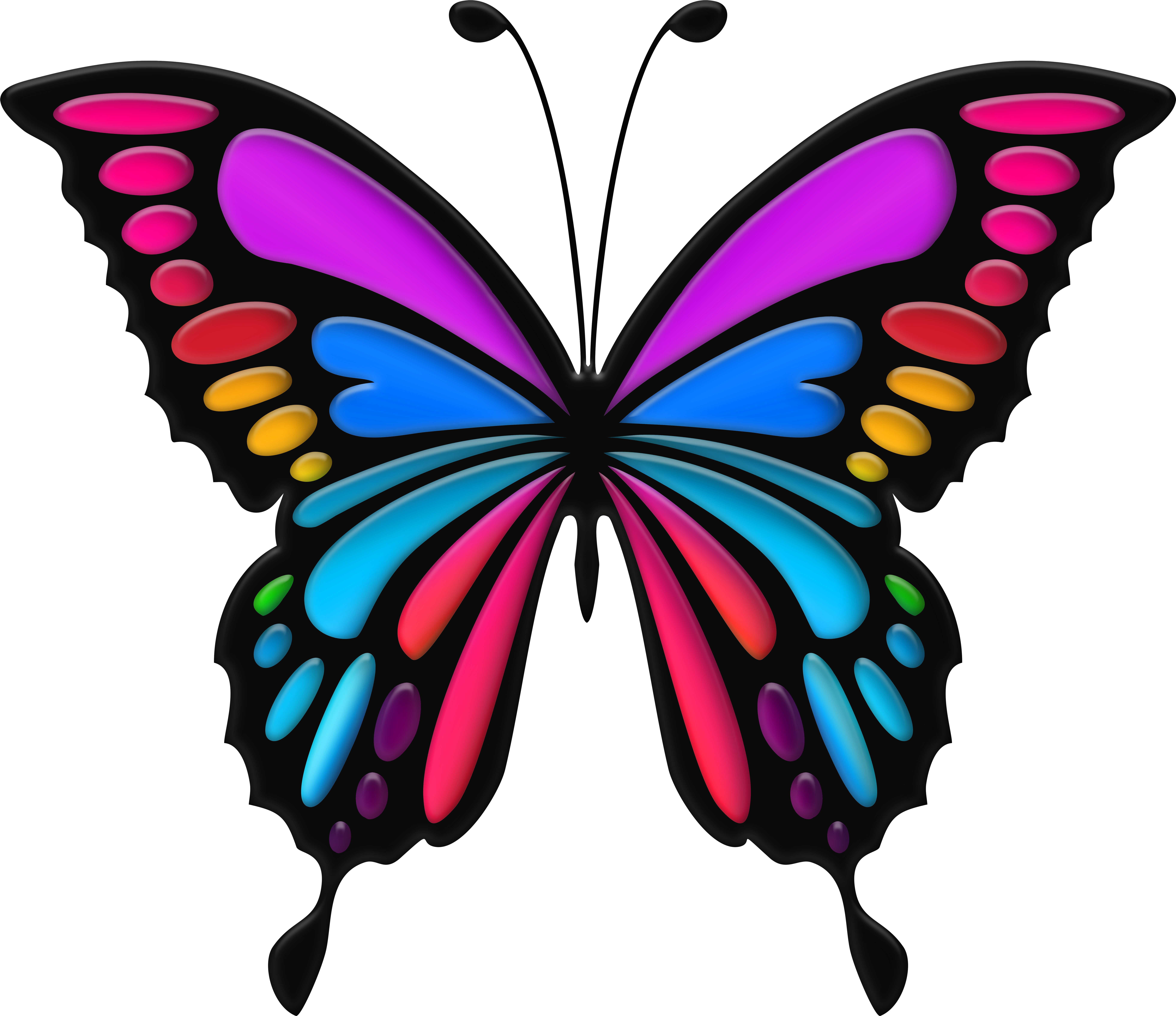 Colorful Butterfly Png Clip Art Image Transparent Png (8000x6913), Png Download
