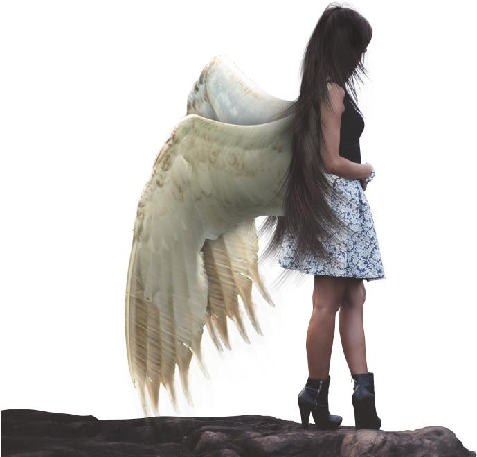 #humananimal #girl #bird #wings #mistic #fantasy #ftestickers - Girl With Bird Wings Clipart (700x694), Png Download