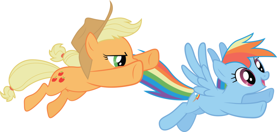 Applejack, Cowboy Hat, Duo, Earth Pony, Fall Weather - Applejack And Rainbow Dash Vector Clipart (900x428), Png Download