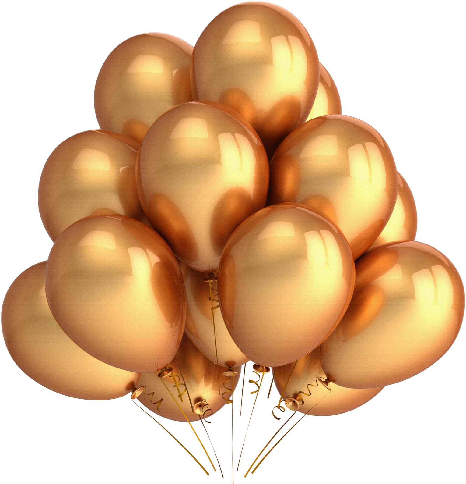 Feliz Aniversário Fórum - Gold Balloons Transparent Background Clipart (1600x1600), Png Download