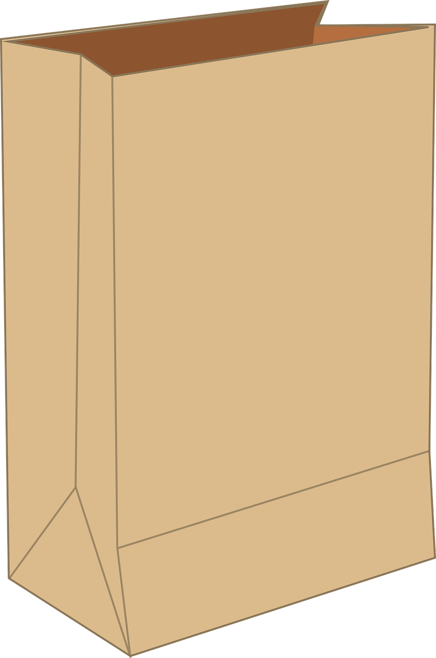 Brown Paper Grocery Bag - Bolsa De Papel Vector Png Clipart (848x1280), Png Download