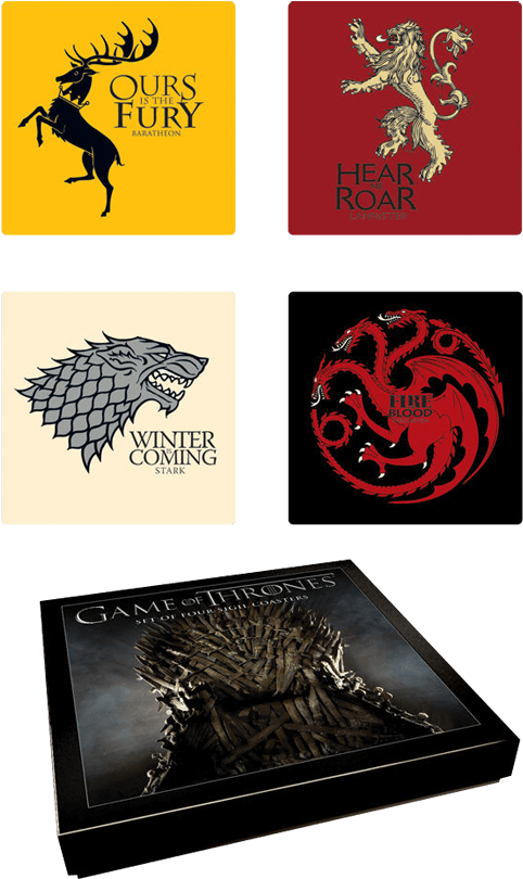 Game Of Thrones House Sigil Coaster Set - Game Of Thrones Coaster Set Clipart (482x810), Png Download
