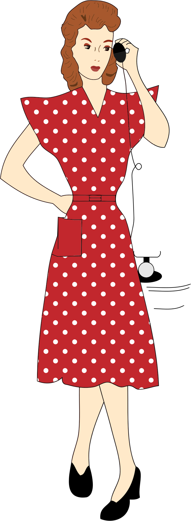 This Free Icons Png Design Of Vintage 1940s Woman Using - 1940s Clip Art Transparent Png (786x2142), Png Download