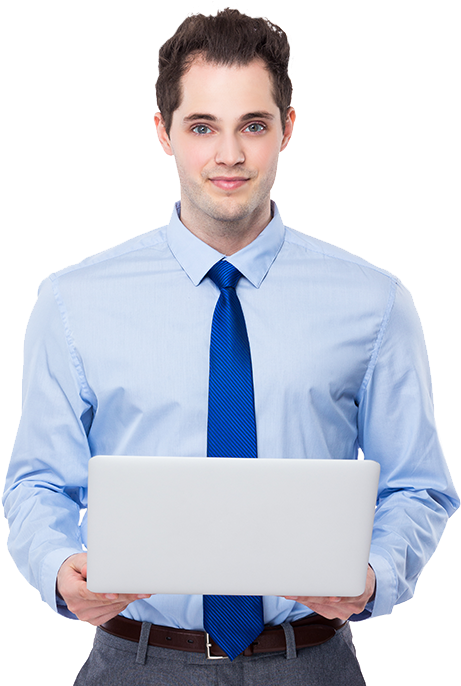Man With Laptop - Businessperson Clipart (461x686), Png Download